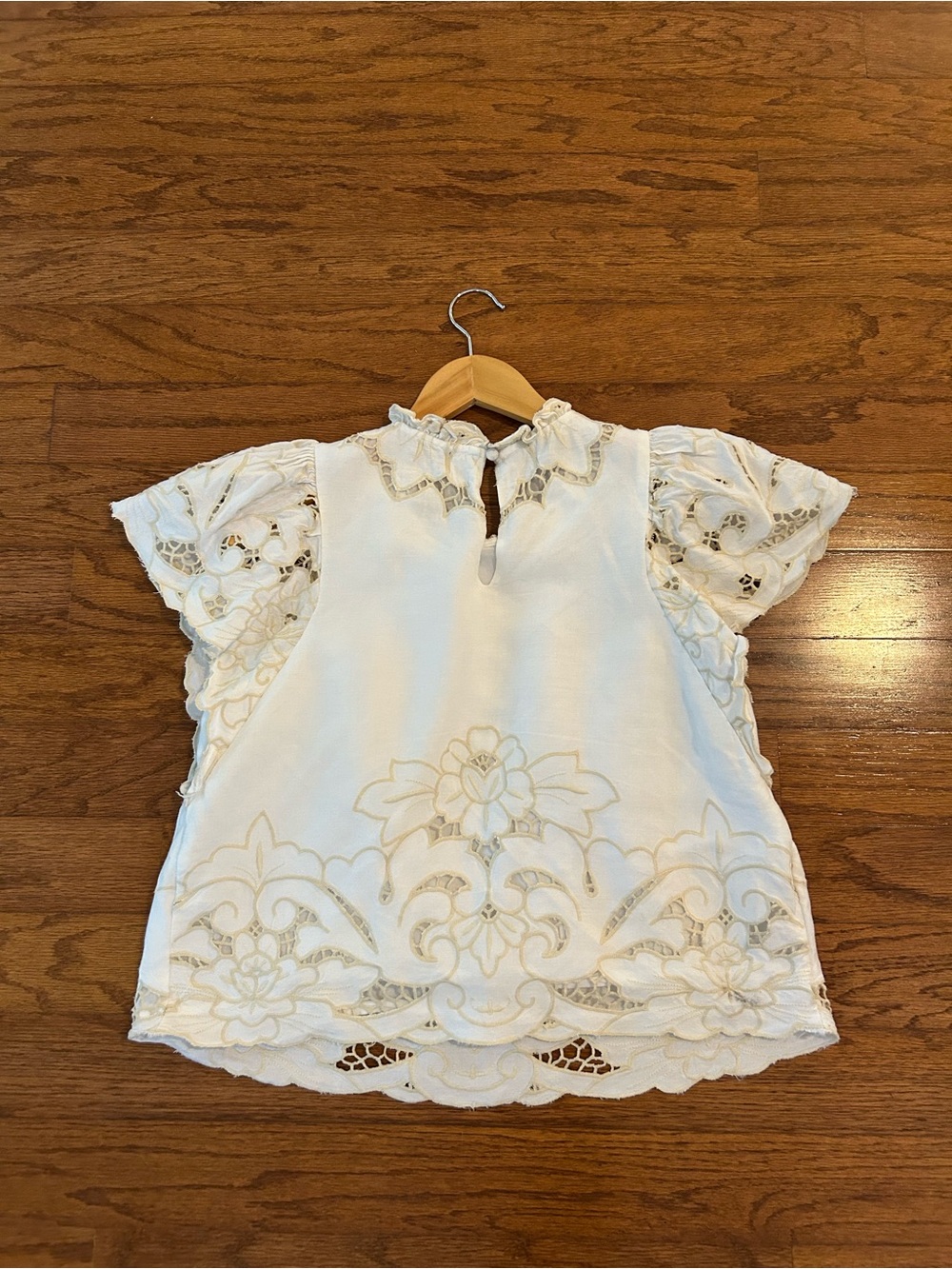 Anthropologie Ruffle Collar Lace Cut Out Blouse - Picture 5 of 5